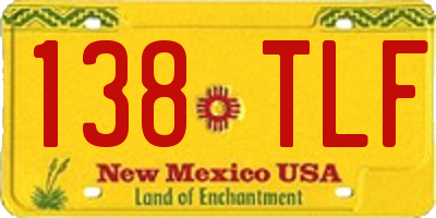 NM license plate 138TLF