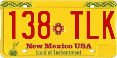 NM license plate 138TLK