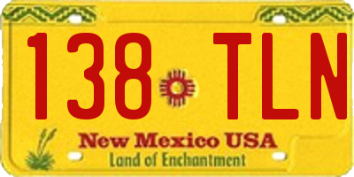 NM license plate 138TLN