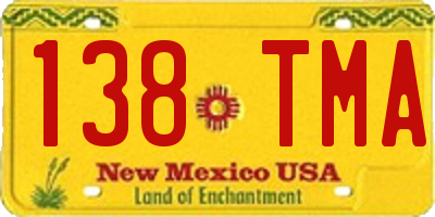 NM license plate 138TMA