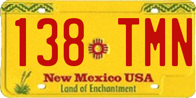 NM license plate 138TMN