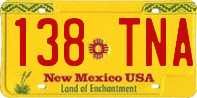 NM license plate 138TNA