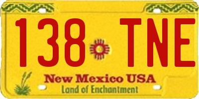 NM license plate 138TNE