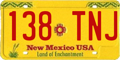NM license plate 138TNJ