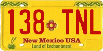 NM license plate 138TNL