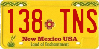NM license plate 138TNS