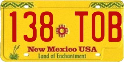NM license plate 138TOB