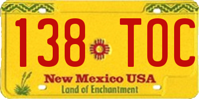 NM license plate 138TOC
