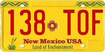 NM license plate 138TOF