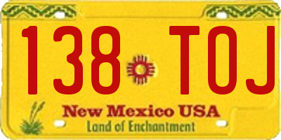 NM license plate 138TOJ