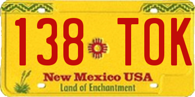 NM license plate 138TOK