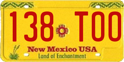 NM license plate 138TOO