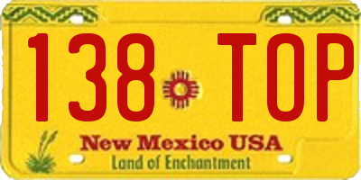 NM license plate 138TOP