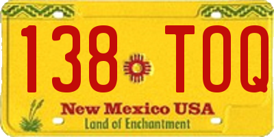 NM license plate 138TOQ