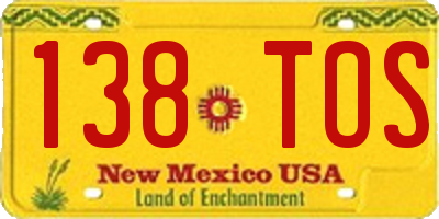 NM license plate 138TOS