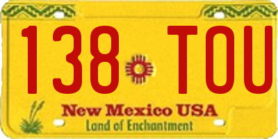 NM license plate 138TOU