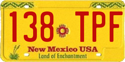 NM license plate 138TPF