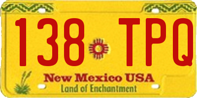 NM license plate 138TPQ