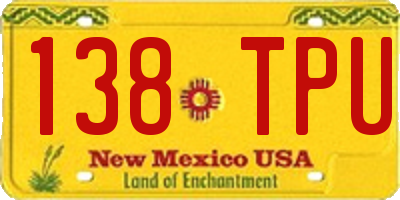 NM license plate 138TPU