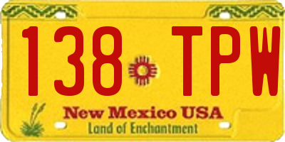 NM license plate 138TPW