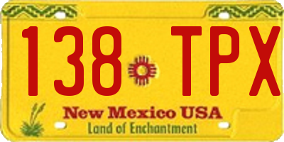 NM license plate 138TPX