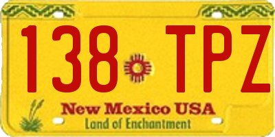 NM license plate 138TPZ