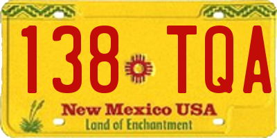 NM license plate 138TQA