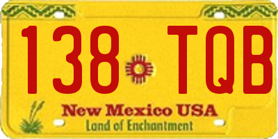 NM license plate 138TQB
