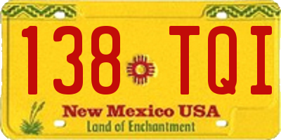 NM license plate 138TQI