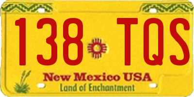 NM license plate 138TQS