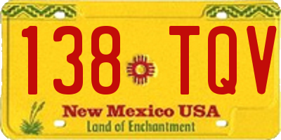 NM license plate 138TQV
