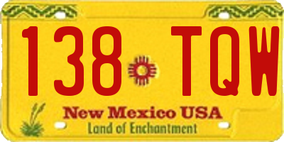 NM license plate 138TQW