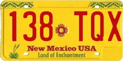 NM license plate 138TQX