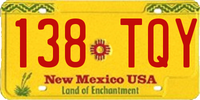 NM license plate 138TQY