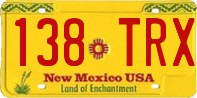 NM license plate 138TRX