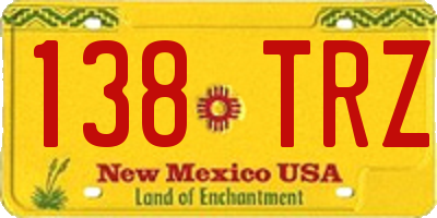 NM license plate 138TRZ
