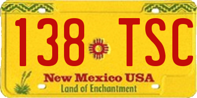 NM license plate 138TSC