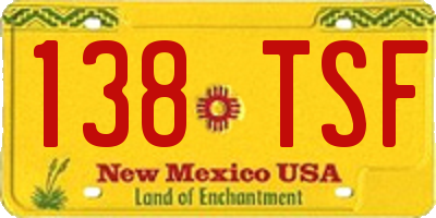 NM license plate 138TSF