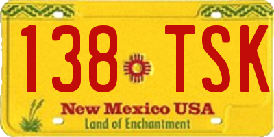 NM license plate 138TSK