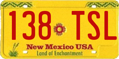 NM license plate 138TSL