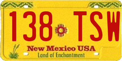 NM license plate 138TSW