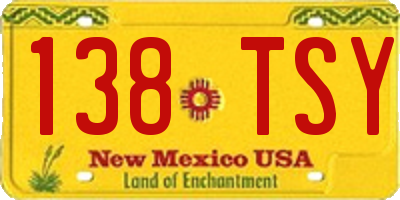 NM license plate 138TSY