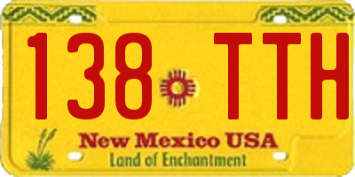 NM license plate 138TTH
