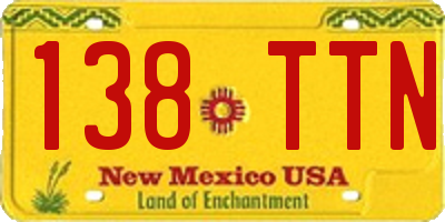 NM license plate 138TTN