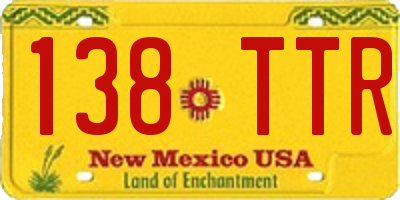 NM license plate 138TTR