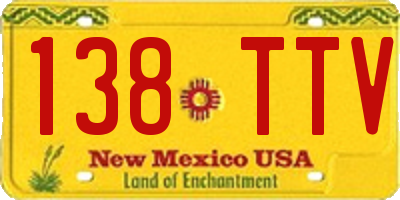 NM license plate 138TTV