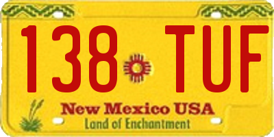 NM license plate 138TUF