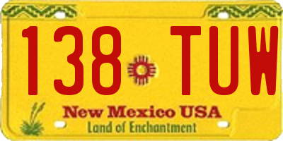 NM license plate 138TUW