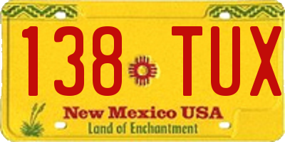 NM license plate 138TUX
