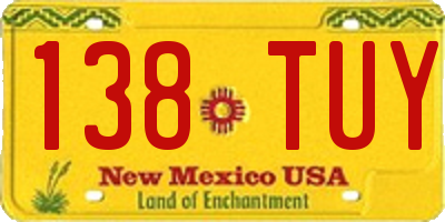 NM license plate 138TUY